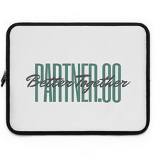 Load image into Gallery viewer, Partner.Co | Green Tall Logo | White Laptop Sleeve