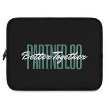 Load image into Gallery viewer, Partner.Co | Green Tall Logo | Black Laptop Sleeve