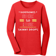 Load image into Gallery viewer, Partner.Co |Bella Ladies Jersey Long Sleeve T-Shirt | Hormones Suck So I Use Skinny Drops