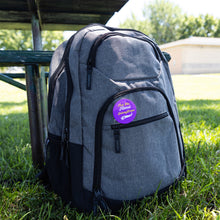 Load image into Gallery viewer, Partner.co| Ask Me About Skinny Drops Baseball Logo Purple| Button Pins