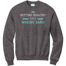 Load image into Gallery viewer, Partner.Co | Getting Healthy and Making Bank Lt. Green Logo Back / Ask Me How with Skinny Drops Women Logo| Sweatshirt