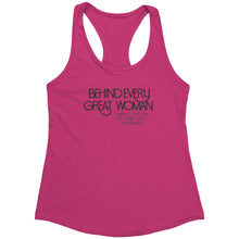 Load image into Gallery viewer, Empower | Behind Every Great Woman | Black Print Women&#39;s Racerback Tank
