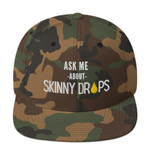 Load image into Gallery viewer, Partner.Co | Ask Me About Skinny Drops Stacked Black Logo | Snapback Hat