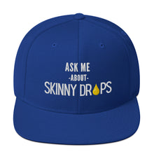 Load image into Gallery viewer, Partner.Co | Ask Me About Skinny Drops Stacked Black Logo | Snapback Hat