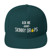 Load image into Gallery viewer, Partner.Co | Ask Me About Skinny Drops Stacked Black Logo | Snapback Hat