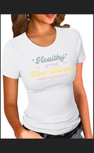 Load image into Gallery viewer, PARTNER.CO | FUN FITNESS Collection BLING Healthy Is the New Skinny Retro Women's Tee