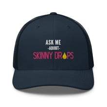 Load image into Gallery viewer, Partner.Co | Ask Me About Skinny Drops Stacked Pink/White Logo  | Trucker Hat