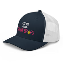 Load image into Gallery viewer, Partner.Co | Ask Me About Skinny Drops Stacked Pink/White Logo  | Trucker Hat