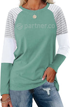Load image into Gallery viewer, Partner.Co | BLING BUSINESS CASUAL Collection Tri-Color Stripe Long Sleeve Top