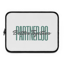 Load image into Gallery viewer, Partner.Co | Green Tall Logo | White Laptop Sleeve
