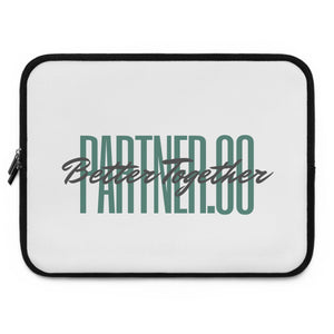 Partner.Co | Green Tall Logo | White Laptop Sleeve