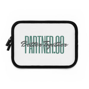 Partner.Co | Green Tall Logo | White Laptop Sleeve