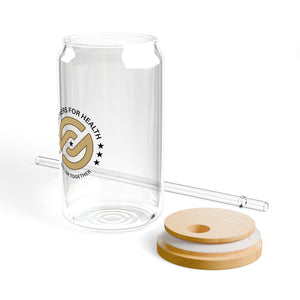 Partners For Health| 16oz Glass with Straw