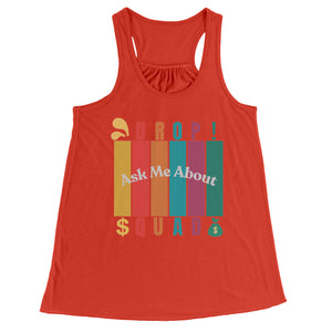 Partner.Co | Ask Me About Drop Squad  Multi Logo| Flowy Racerback Tank