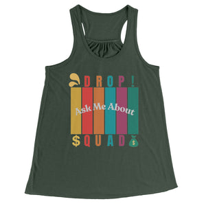 Partner.Co | Ask Me About Drop Squad  Multi Logo| Flowy Racerback Tank
