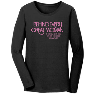 Empower | Behind Every Great Woman | Pink Print Ladies Jersey Long-Sleeves T-shirt