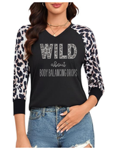 Load image into Gallery viewer, Partner.co Bling | Wild About Body Balancing Drops | BLING Women's 3/4 Sleeve Sleeve Cheetah Shirt
