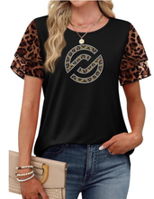 Load image into Gallery viewer, Partner.co Bling | Circle Logo | BLING Women's Short Sleeve Sleeve Leopard Cheetah Shirt
