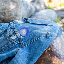 Load image into Gallery viewer, Partner.Co | Ask Me About Skinny Drops Yellow Neon Logo Royal Blue | Button Pins
