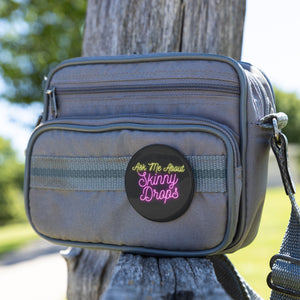 Partner.Co | Ask Me About Skinny Drops Neon Logo Black | Button Pins