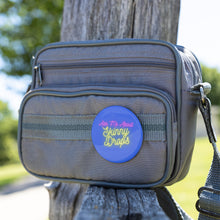 Load image into Gallery viewer, Partner.Co | Ask Me About Skinny Drops Yellow Neon Logo Royal Blue | Button Pins
