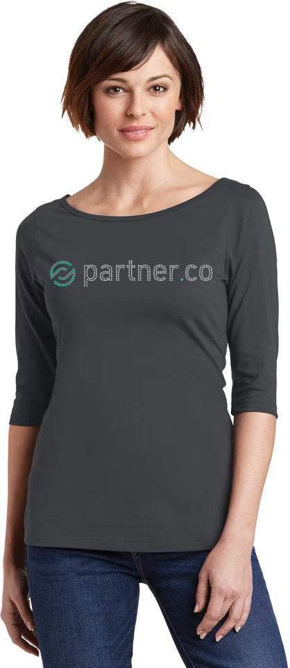 Partner.Co | BLING BUSINESS CASUAL Women's Scoop Neck 3/4 Sleeve Top