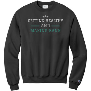 Partner.Co | Getting Healthy and Making Bank Green Man Logo Back / Ask Me How with Skinny Drops Women Logo| Sweatshirt