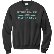 Load image into Gallery viewer, Partner.Co | Getting Healthy and Making Bank Lt. Green Logo Back / Ask Me How with Skinny Drops Women Logo| Sweatshirt
