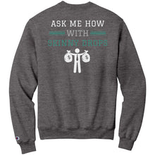 Load image into Gallery viewer, Partner.Co | Getting Healthy and Making Bank Green Man Logo Back / Ask Me How with Skinny Drops Women Logo| Sweatshirt
