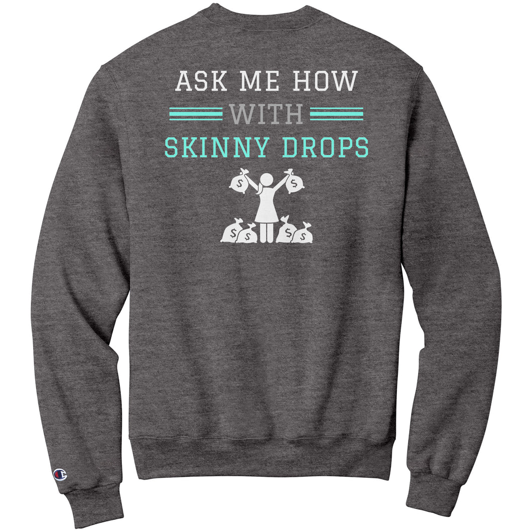 Partner.Co | Getting Healthy and Making Bank Lt. Green Logo Back / Ask Me How with Skinny Drops Women Logo| Sweatshirt