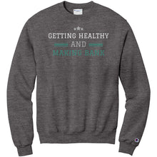Load image into Gallery viewer, Partner.Co | Getting Healthy and Making Bank Green Man Logo Back / Ask Me How with Skinny Drops Women Logo| Sweatshirt
