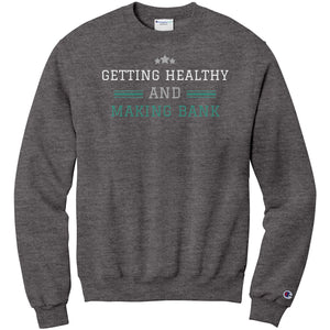 Partner.Co | Getting Healthy and Making Bank Green Man Logo Back / Ask Me How with Skinny Drops Women Logo| Sweatshirt