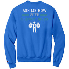 Load image into Gallery viewer, Partner.Co | Getting Healthy and Making Bank Green Man Logo Back / Ask Me How with Skinny Drops Women Logo| Sweatshirt
