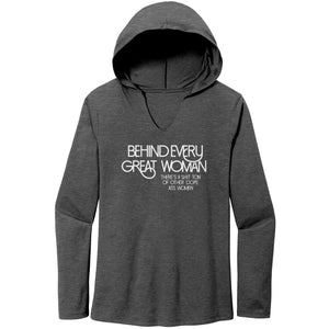Empower | Behind Every Great Woman | White Print Women’s Perfect Tri Long Sleeve Hoodie
