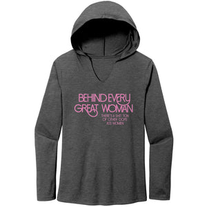 Empower | Behind Every Great Woman | Pink Print Women’s Perfect Tri Long Sleeve Hoodie