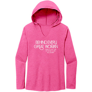 Empower | Behind Every Great Woman | White Print Women’s Perfect Tri Long Sleeve Hoodie