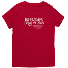 Load image into Gallery viewer, Empower | Behind Every Great Woman | White Print District Women&#39;s Shirt
