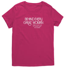 Load image into Gallery viewer, Empower | Behind Every Great Woman | White Print District Women&#39;s Shirt
