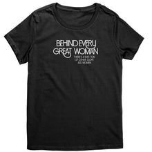 Load image into Gallery viewer, Empower | Behind Every Great Woman | White Print District Women&#39;s Shirt
