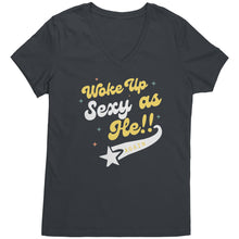 Load image into Gallery viewer, Partner.Co | Woke Up Sexy as He!! Skinny Drops Baseball Logo | Women&#39;s V-Neck
