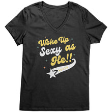 Load image into Gallery viewer, Partner.Co | Woke Up Sexy as He!! Skinny Drops Baseball Logo | Women&#39;s V-Neck
