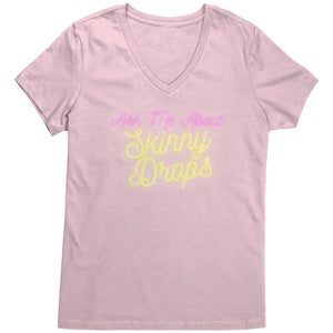 Partner.Co | Ask Me About Skinny Drops Yellow Neon Logo |  Women's V-Neck