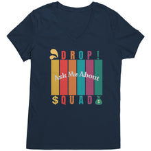 Load image into Gallery viewer, Partner.Co | Ask Me About Drop Squad  Multi Logo| Women&#39;s V-Neck
