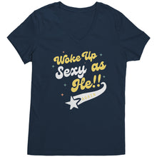 Load image into Gallery viewer, Partner.Co | Woke Up Sexy as He!! Skinny Drops Baseball Logo | Women&#39;s V-Neck
