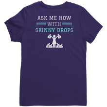 Load image into Gallery viewer, Partner.Co | Losing Weight and Making Bank Green Man Logo Back / Ask Me How with Skinny Drops Women Logo| Women&#39;s V-Neck
