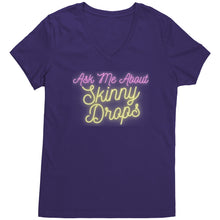 Load image into Gallery viewer, Partner.Co | Ask Me About Skinny Drops Yellow Neon Logo |  Women&#39;s V-Neck
