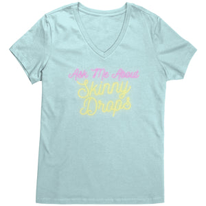 Partner.Co | Ask Me About Skinny Drops Yellow Neon Logo |  Women's V-Neck