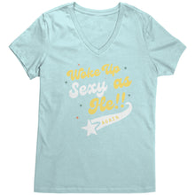 Load image into Gallery viewer, Partner.Co | Woke Up Sexy as He!! Skinny Drops Baseball Logo | Women&#39;s V-Neck
