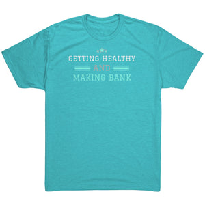 Partner.Co | Getting Healthy and Making Bank Mint Logo Back / Ask Me How with Skinny Drops Woman Logo| Unisex Triblend Shirt