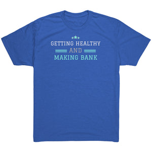 Partner.Co | Getting Healthy and Making Bank Mint Logo Back / Ask Me How with Skinny Drops Woman Logo| Unisex Triblend Shirt